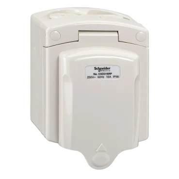 SCHNEIDER CSO316RP_GY-Kavacha – 16A – 250V – Surface Mount Single Gang Socket Outlet – IP56