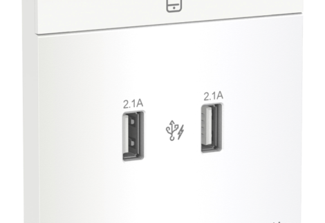 SCHNEIDER E8332USB_WE-AvatarOn, USB Charger, 2 Type A, 2.1 A, White