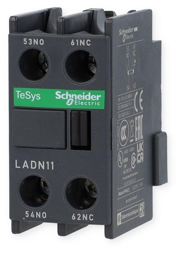 SCHNEIDER LADN11- Tesys Auxiliary contact block TeSys D 1NO 1NC front mounting screw terminals