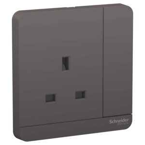 Schneider AvatarOn - E8315_DG - Switched socket, AvatarOn, screw terminal, IP20, dark grey