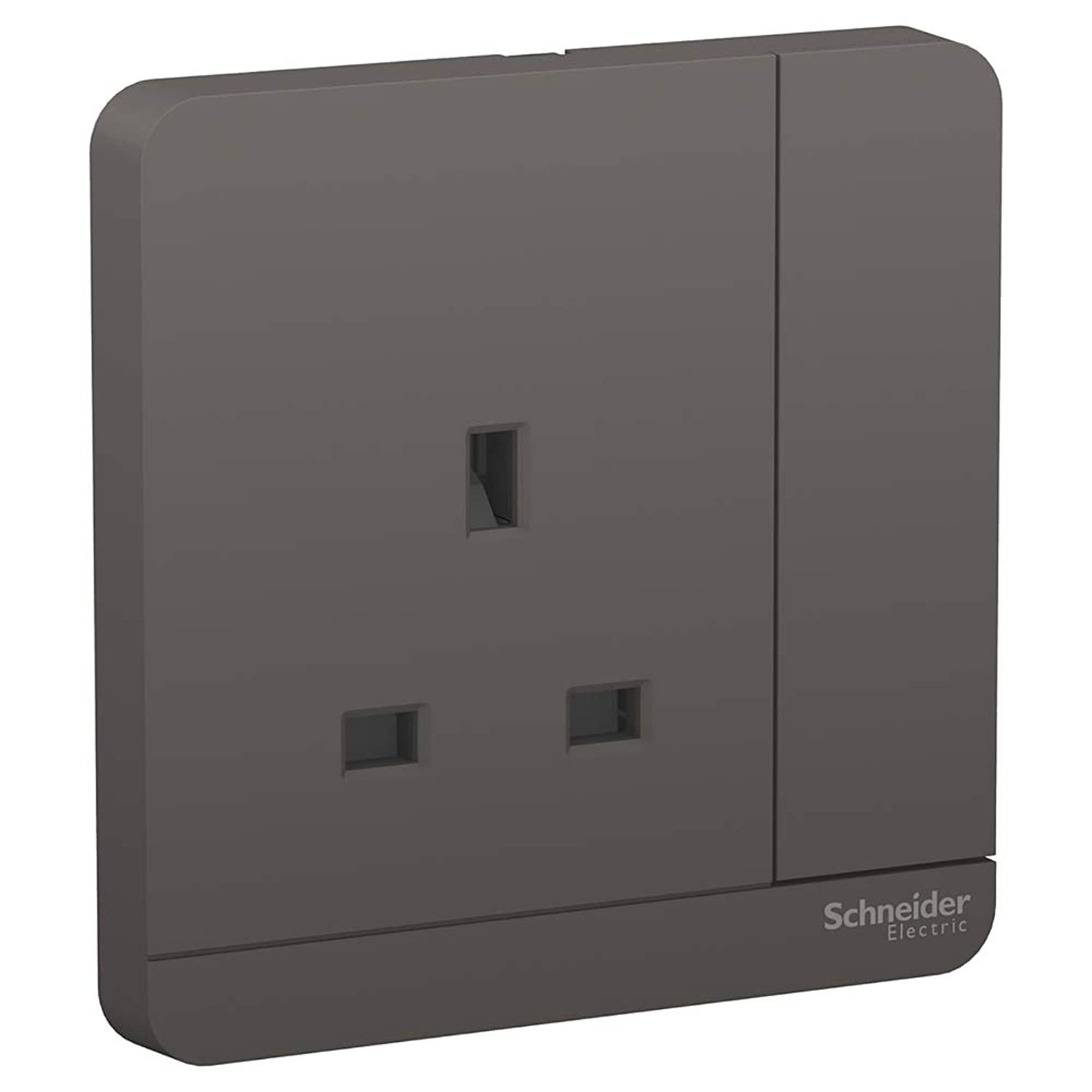 Schneider AvatarOn - E8315_DG - Switched socket, AvatarOn, screw terminal, IP20, dark grey