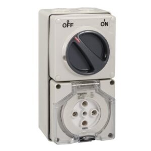 Schneider electric - Switched Socket Outlet, Clipsal - 56 Series, 500V, 32A, 5 Round PIN, IP66, 3 Pole, Surface Mount 56C532-GY