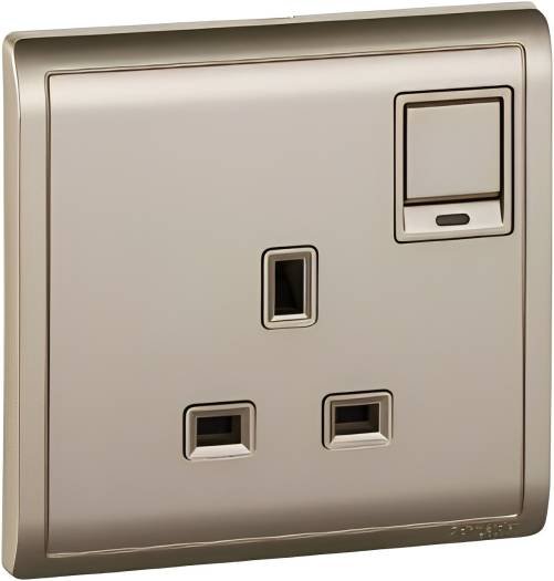 SCHNElDER E8215N WG- Pieno 13A 250V 1 Gang Switched Socket with Neon, Wine Gold