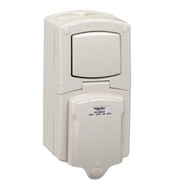 Schneider CSC313_GY - KAVACHA 13A - 250V - Surface Mount 1 Pole Switched Socket - IP56