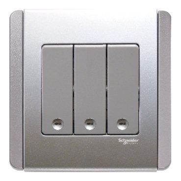 SCHNEIDER E3033V2_EBGS-3 Gang 2 Way Vertical Dolly Switch with Blue LED, Grey Silver