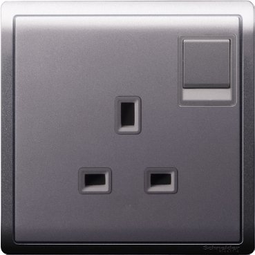 SCHNEIDER E8215_LS-13A 250V 1Gang switched socket,Lavender Silver