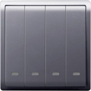 SCHNEIDER E8234L1F_LS-10AX 250V 4Gang 1way switched with Fluorescent Locator,Lavender Silver