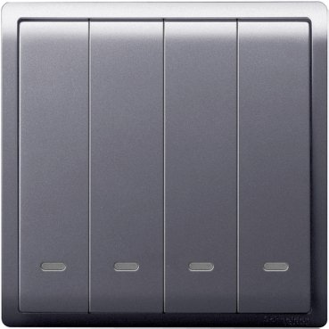 SCHNEIDER E8234L1F_LS-10AX 250V 4Gang 1way switched with Fluorescent Locator,Lavender Silver
