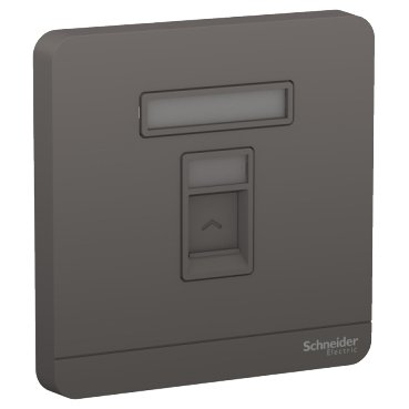 SCHNEIDER E8331RJS_DG-wallplate for 1 keystone RJ45, Dark grey