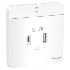 SCHNEIDER E8332ACQUSB_WE-AvatarOn, USB charger, type A + C, 2.1…3 A, White