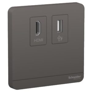 Schneider AvatarOn - E8332HDUSB_DG - AvatarOn, data socket, HDMI + USB, Dark Grey