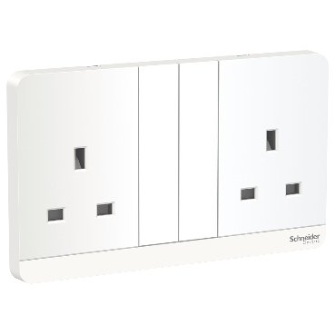 SCHNEIDER E83T25_WE-AvatarOn, 2 switched socket, 3P, 13 A, 250 V, White