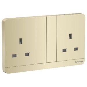 SCHNEIDER E83T25_WG-Switched socket with USB charger, Avataron, 21W type A+C, 2 gang, 13A, white