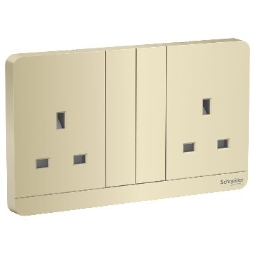 SCHNEIDER E83T25_WG-Switched socket with USB charger, Avataron, 21W type A+C, 2 gang, 13A, white
