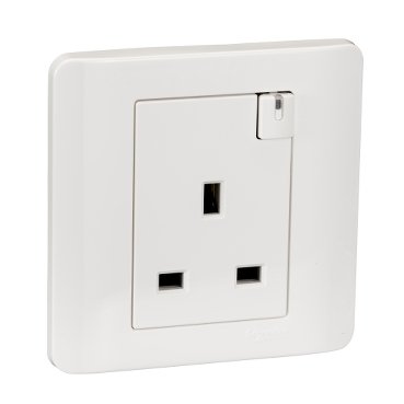 Zencelo - 13A 1 Gang Switched Socket with Neon - White - E8415N WE