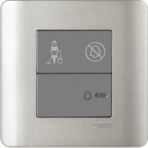 E8431BPDM_SA-1 Gang Bell Switch w/Illuminated "DoNotDisturb&PleaseCleanUp" Sym.,Silver Satin