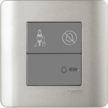 E8431BPDM_SA-1 Gang Bell Switch w/Illuminated "DoNotDisturb&PleaseCleanUp" Sym.,Silver Satin