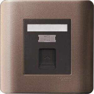 SCHNEIDER E8431RJS4_SZ-1 Gang Telephone Socket on Shuttered Wallplate, Sliver Bronze