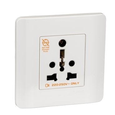SCHNEIDER E84426/16ISG-Zencelo - 16A 1 Gang TruGlobal Socket with Shutter - White