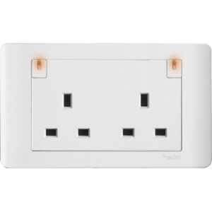 SCHNEIDER E84T25N_WE-Zencelo - 13A Twin Gang Switched Socket with Neon - White