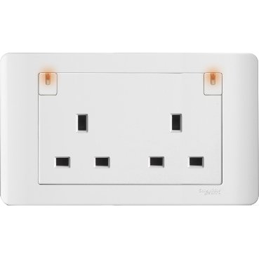 SCHNEIDER E84T25N_WE-Zencelo - 13A Twin Gang Switched Socket with Neon - White