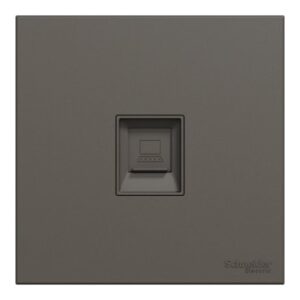 SCHNEIDER E8731RJS4_DG-Telephone socket, 1 gang, keystone on shuttered wallplate, Dark grey
