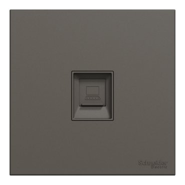 SCHNEIDER E8731RJS4_DG-Telephone socket, 1 gang, keystone on shuttered wallplate, Dark grey