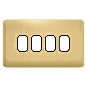 SCHNEIDER GGBL04GBSB-Lisse - Grid Plate - 4 module - Incl. Mounting Grid Satin Brass with Black int