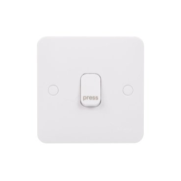 GGBL1012RPS-Lisse - Retractive switch - press symbol - 1 gang 2 way - 10A White