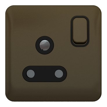 SCHNEIDER GGBL3090BMBS-Lisse - Round Pin Switched Socket - 1 gang - 15A Mocha Bronze with Black int