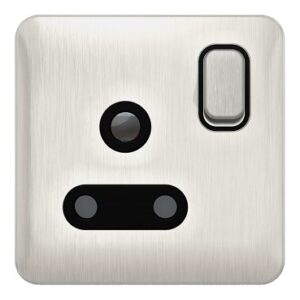 SCHNEIDER GGBL3090BSSS-Lisse - Round Pin Switched Socket - 1 gang - 15A Stainless Steel with Black int