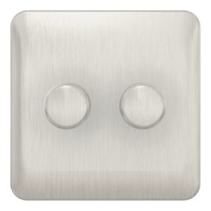 SCHNEIDER GGBL6022LSSS-Lisse - Universal Dimmer - 2 gang 2 way LED - 100W/VA Stainless Steel