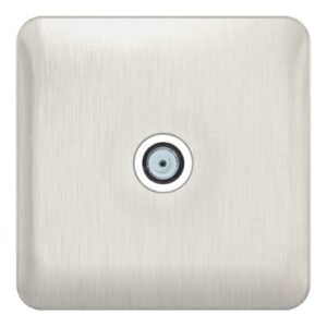 SCHNEIDER GGBL7030WSSS-Lisse - Satellite Socket F Type - 1 gang Stainless Steel with White Interior