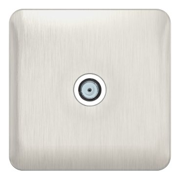 SCHNEIDER GGBL7030WSSS-Lisse - Satellite Socket F Type - 1 gang Stainless Steel with White Interior