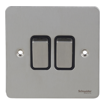 Schneider electric "Ultimate Flat plate - 2-way plate switch - 2 gangs - stainless steel