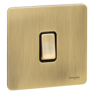 Schneider electric Ultimate Screwless flat plate - rocker plate switch - 1 gang - antique brass GU1412BAB
