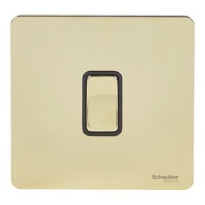 SCHNEIDER GU1412BPB-electric Ultimate Screwless flat plate - 1-pole 2-way plate switch - 1 gang - brass