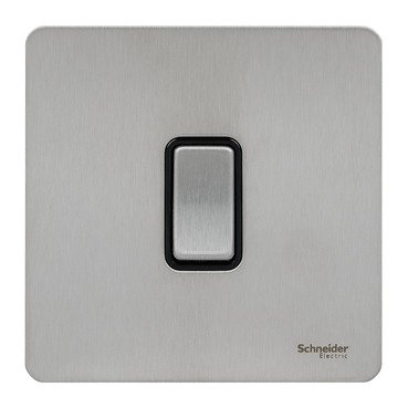SCHNEIDER GU1412RBSS-Switch, Ultimate Screwless flat plate, 16AX, 2-way retractive, black & stainless steel