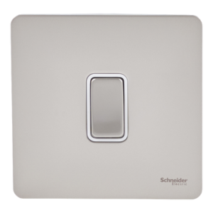 SCHNEIDER GU1412WPN-Switch, Ultimate Screwless flat plate, 16AX, 2-way, white & pearl nickel