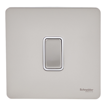 SCHNEIDER GU1412WPN-Switch, Ultimate Screwless flat plate, 16AX, 2-way, white & pearl nickel
