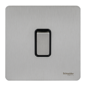SCHNEIDER GU1414BSS-Switch, Ultimate Screwless flat plate, 16A, intermediate, black & stainless steel