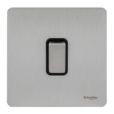 SCHNEIDER GU1414BSS-Switch, Ultimate Screwless flat plate, 16A, intermediate, black & stainless steel