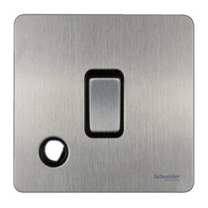 SCHNEIDER GU2413BSS-Switch, Ultimate Screwless flat plate, 20A, 2-pole, flex outlet, black & stainless steel