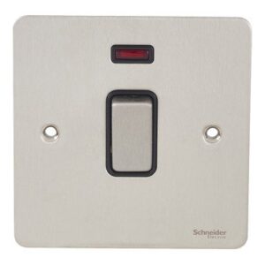 SCHNEIDER GU4231BSS- Electric Switch, Ultimate Flat plate, 32A, 2-pole, neon, black & stainless steel