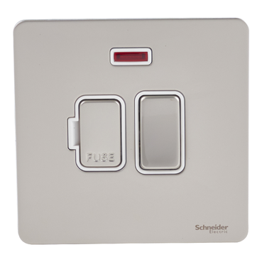 SCHNEIDER GU5411WPN-Ultimate Screwless flat plate switched fused connection neon pearl nickel