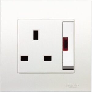 SCHNEIDER KB15LDN_WE-Vivace 13A 250V 1 Gang Double Pole Large Dolly Switched Socket with Neon