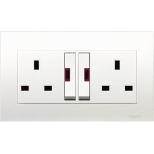 Schneider electric Vivace KB25LDN - 13A 250V Twin Gang Double Pole Large Dolly Switched Socket with Neon