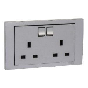 SCHNEIDER KB25_AS-Vivace 13A 250V TwinGang Switched Socket,Aluminium Silver
