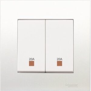 SCHNEIDER KB32D20NE_WE - VIVACE 20A 250V 2 Gang Double Pole Switch with Neon and Earth