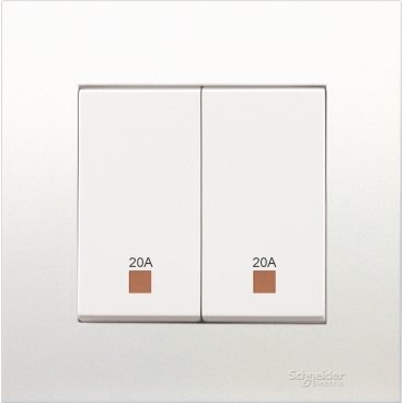 SCHNEIDER KB32D20NE_WE - VIVACE 20A 250V 2 Gang Double Pole Switch with Neon and Earth